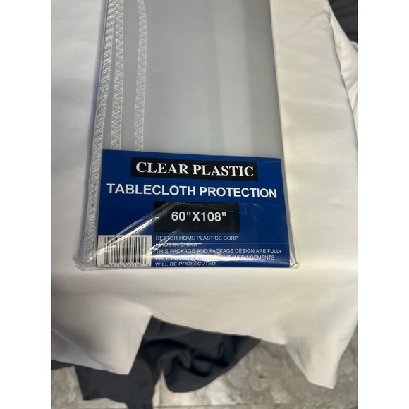 Vintage Better Home Tablecloth Protector Clear Plastic Sewn Edges 60x108 NIP! - Picture 5 of 6